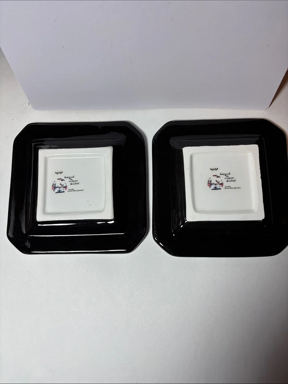 Chef Hat Ceramic Appetizer Plates in White with Black Trim